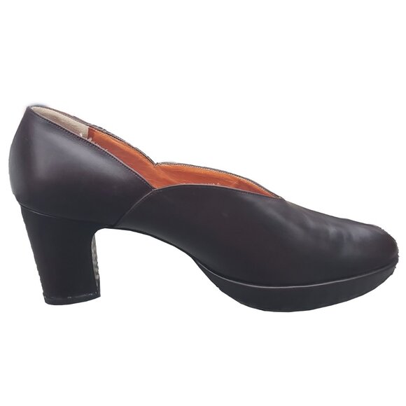 Robert Clergerie x Barneys Pumps Brown Leather Round Toe Block Heel 8.5 - Picture 7 of 12